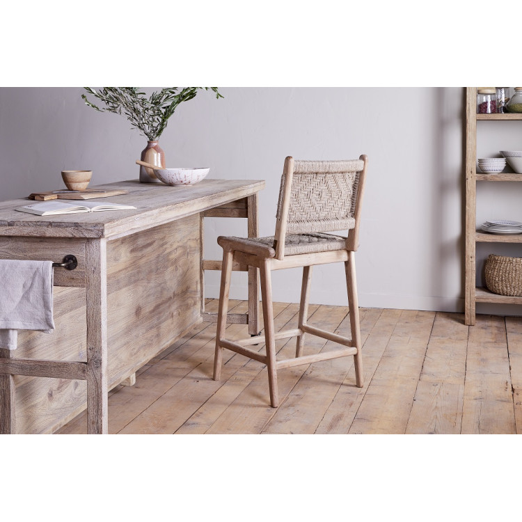 Vinay Woven Jute & Acacia Wood Counter Chair from Accessories for the Home