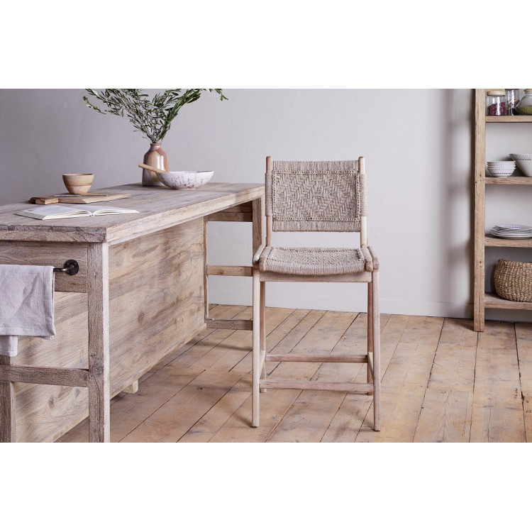 Vinay Woven Jute & Acacia Wood Counter Chair from Accessories for the Home