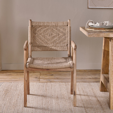 Vinay Woven Jute & Acacia Wood Dining Chair from Accessories for the Home