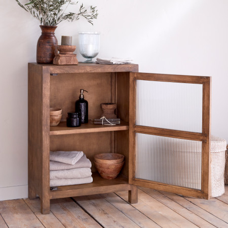 Mendani Mango Wood & Fluted Glass Low Cabinet from Accessories for the Home 2
