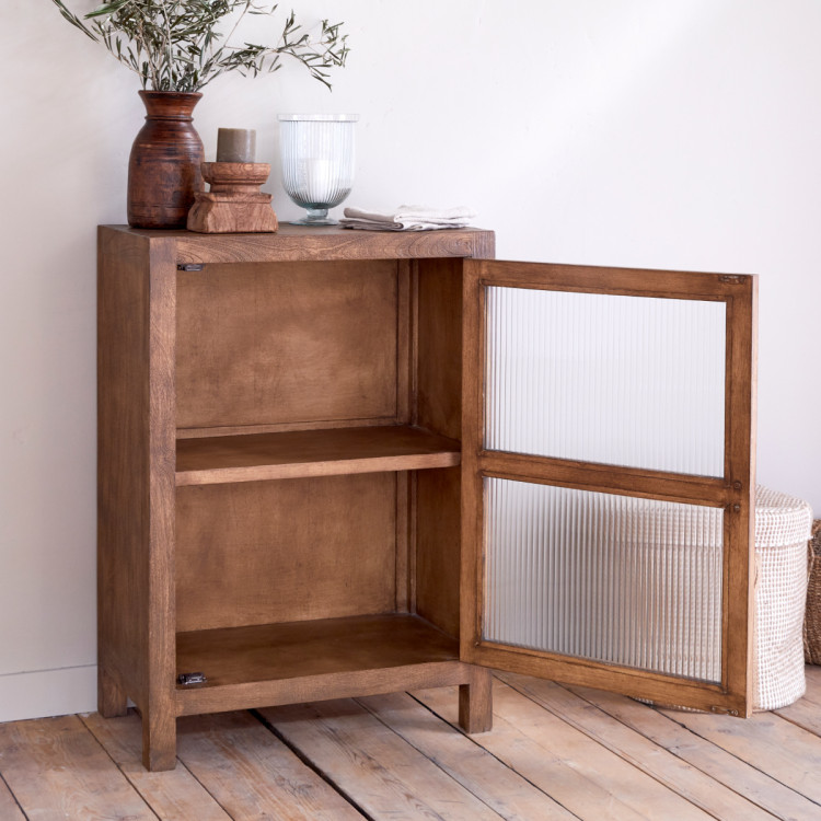 Mendani Mango Wood & Fluted Glass Low Cabinet from Accessories for the Home