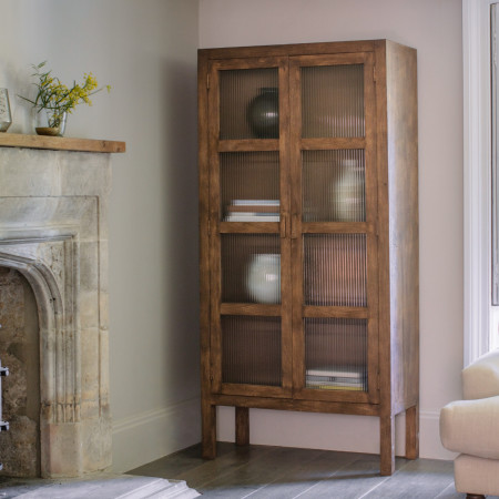 Mendani Mango Wood & Fluted Glass Large Cabinet from Accessories for the Home
