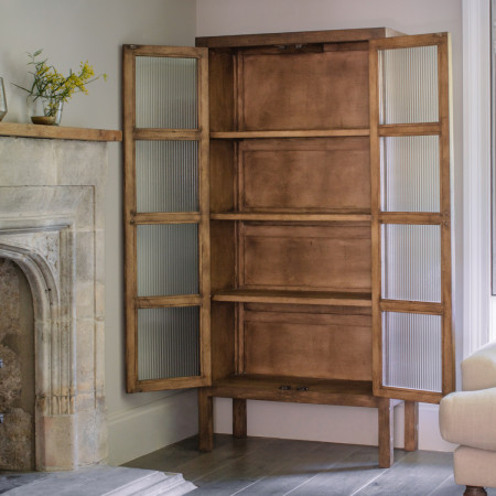Mendani Mango Wood & Fluted Glass Large Cabinet from Accessories for the Home 2