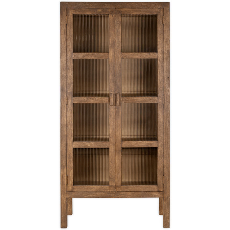 Mendani Mango Wood & Fluted Glass Large Cabinet from Accessories for the Home Mendani Mango Wood & Fluted Glass Large Cabinet from Accessories for the Home