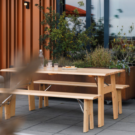 Avenue Outdoor Folding Table and Bench Set- Natural or Sage Green from Accessories for the Home 2