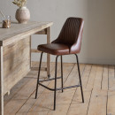 Harsha Leather Counter Chair - Chocolate Brown - Accessories for the Home