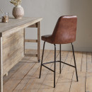 Harsha Leather Counter Chair - Chocolate Brown - Accessories for the Home