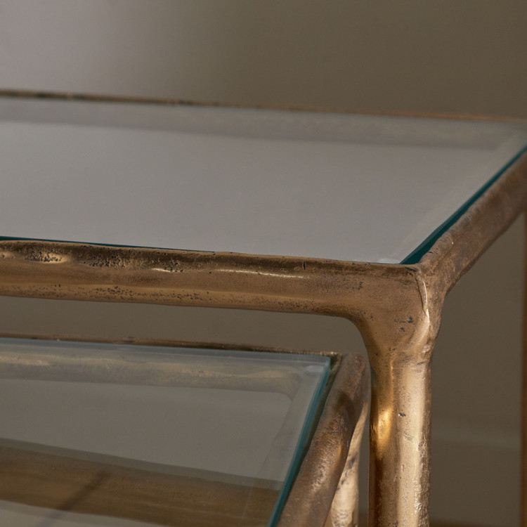 Gilasi Cast Metal & Glass Nesting Side Tables - Antique Brass from Accessories for the Home