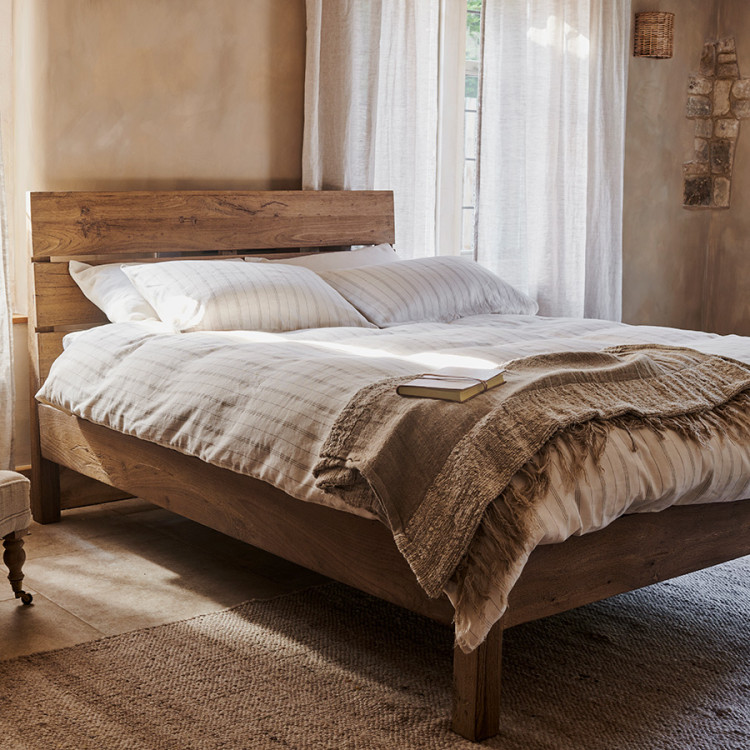 Iya Reclaimed Wood Bed - Natural - King or Super King from Accessories for the Home
