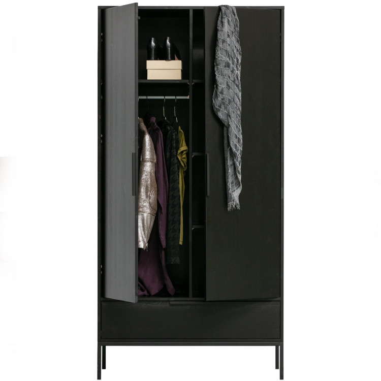 Woood Adam 2 Door Pine Wardrobe - Black from Accessories for the Home