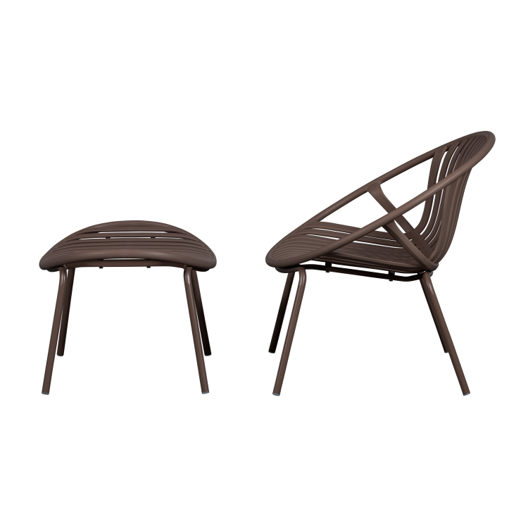 Bruce Outdoor Lounge Chair & Footstool - Salmon Pink or Purple/Brown from Accessories for the Home