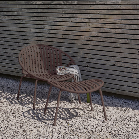 Bruce Outdoor Lounge Chair & Footstool - Salmon Pink or Purple/Brown from Accessories for the Home 2