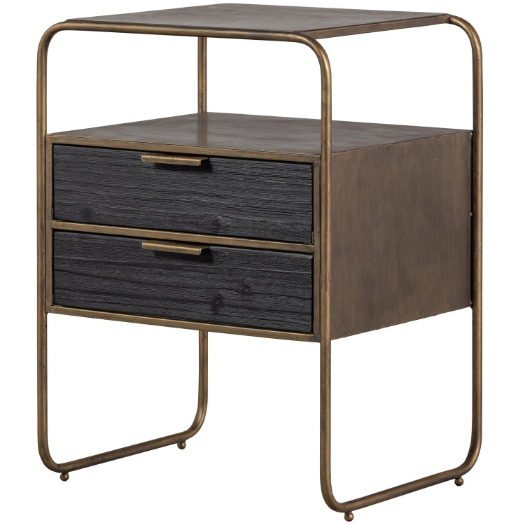 Woood Polite Brass and Black Nightstand from Accessories for the Home