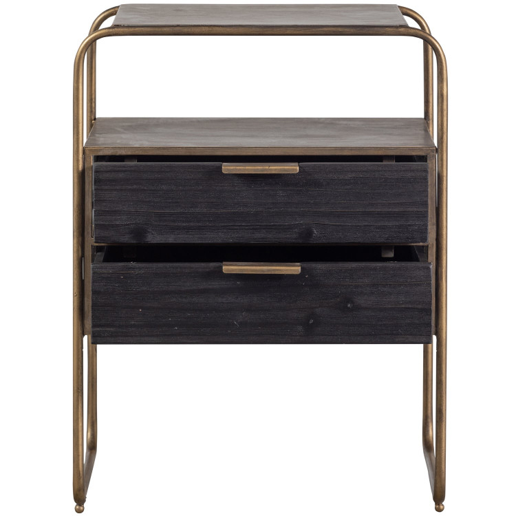 Woood Polite Brass and Black Nightstand from Accessories for the Home