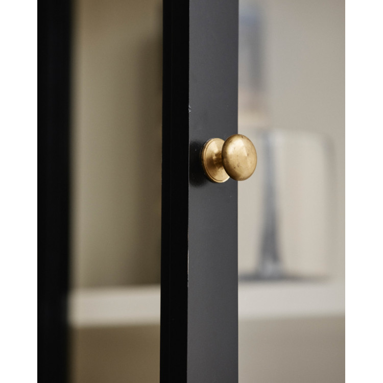Nordal Classic Black Wood Slim Cabinet with Glass Door from Accessories for the Home