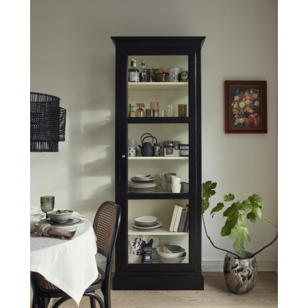 Nordal Classic Black Wood Slim Cabinet with Glass Door from Accessories for the Home 2