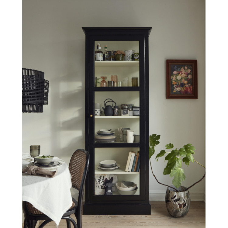 Nordal Classic Black Wood Slim Cabinet with Glass Door from Accessories for the Home