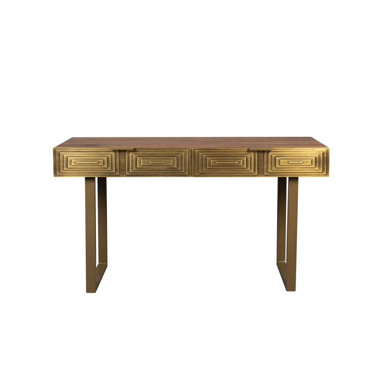 Dutchbone Volan Gold & Mango Wood Console Table from Accessories for the Home