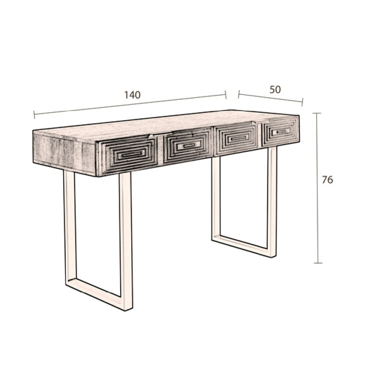Dutchbone Volan Gold & Mango Wood Console Table from Accessories for the Home