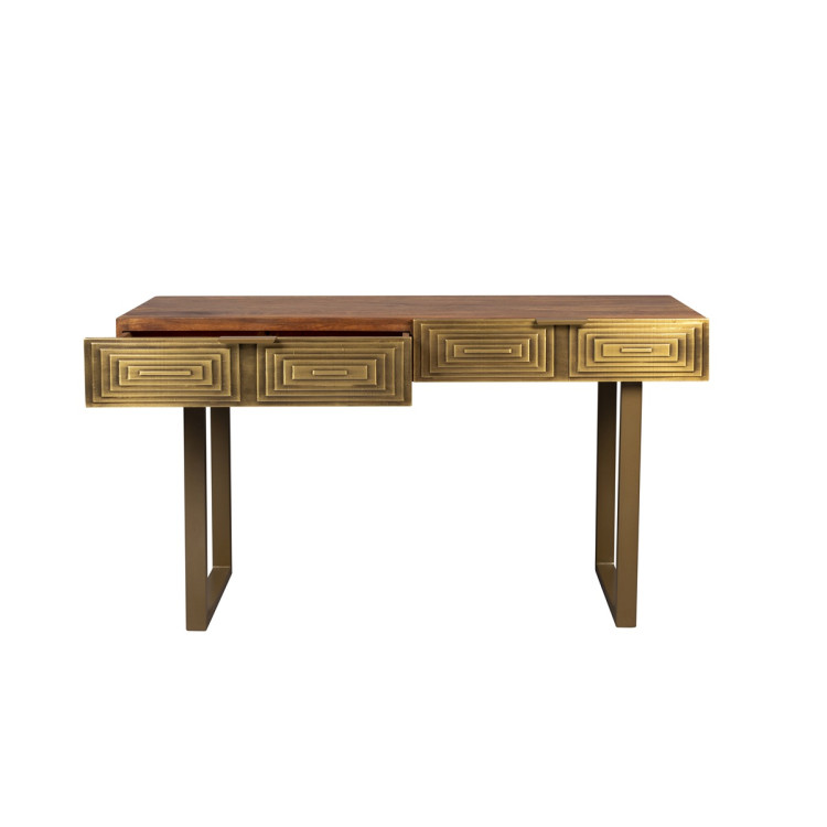 Dutchbone Volan Gold & Mango Wood Console Table from Accessories for the Home