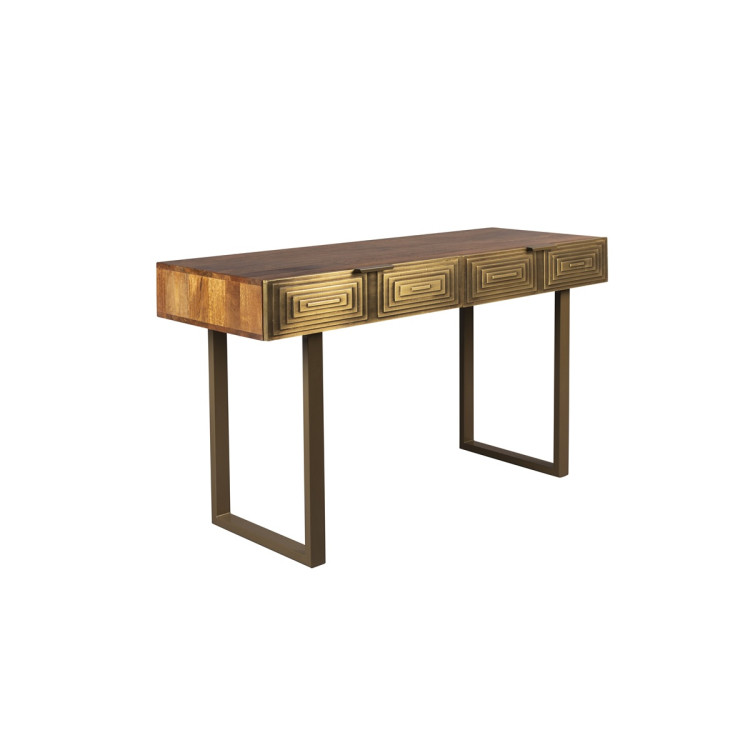 Dutchbone Volan Gold & Mango Wood Console Table from Accessories for the Home