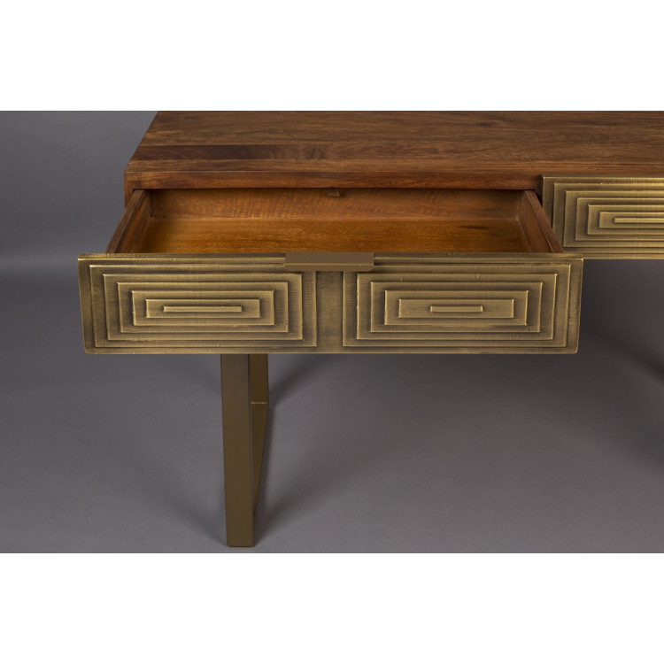 Dutchbone Volan Gold & Mango Wood Console Table from Accessories for the Home