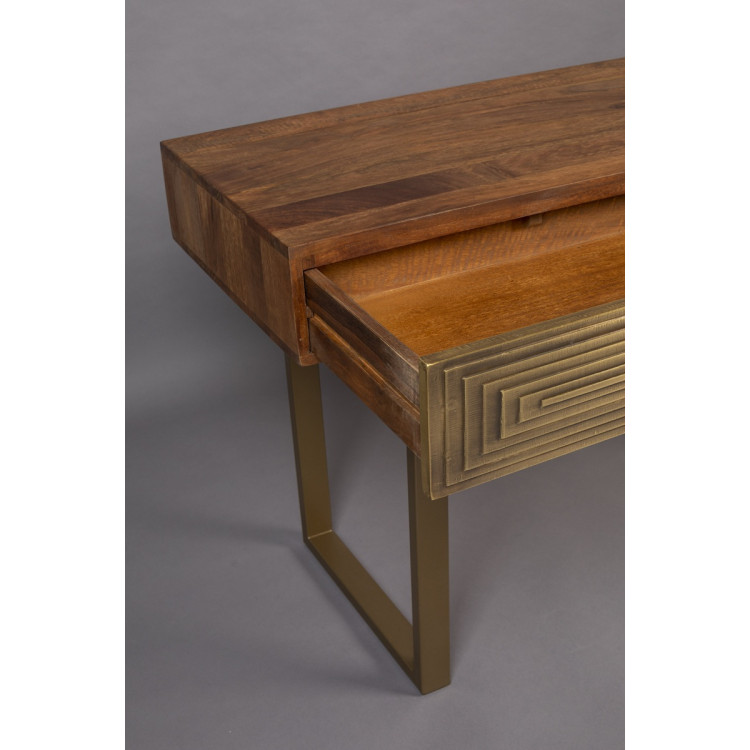 Dutchbone Volan Gold & Mango Wood Console Table from Accessories for the Home