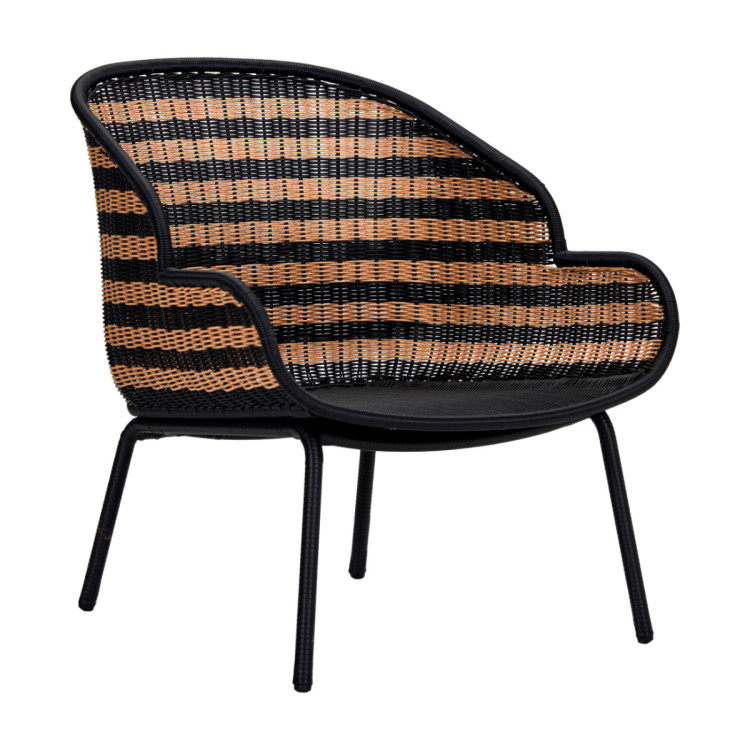 Hapur Wicker Lounge Chair - Black & Natural Stripe