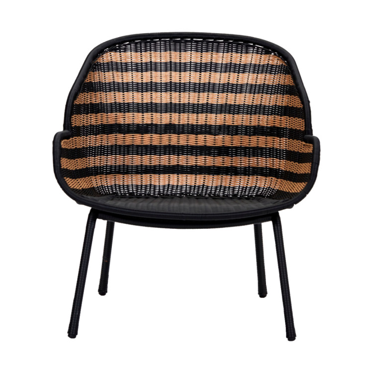 Hapur Wicker Lounge Chair - Black & Natural Stripe