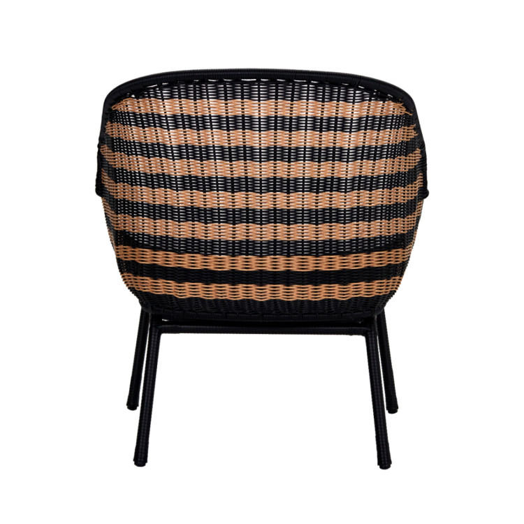 Hapur Wicker Lounge Chair - Black & Natural Stripe