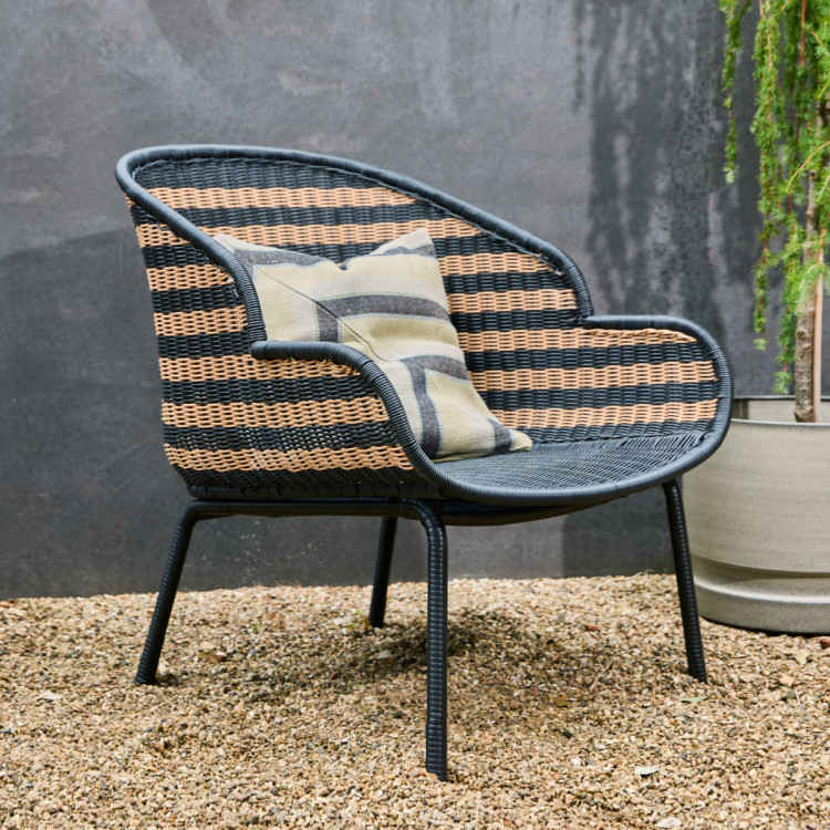 Hapur Wicker Lounge Chair - Black & Natural Stripe