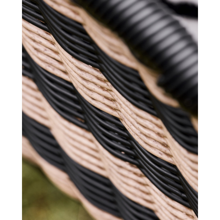 Hapur Wicker Lounge Chair - Black & Natural Stripe