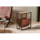 Alera Iron & Leather Side Table with Magazine Holder from Accessories for the Home