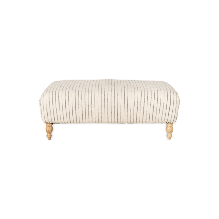 Sanja Stripe Linen Upholstered Ottoman from Accessories for the Home