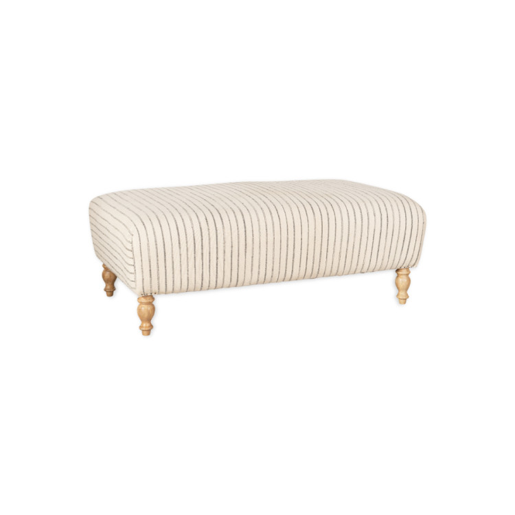 Sanja Stripe Linen Upholstered Ottoman from Accessories for the Home