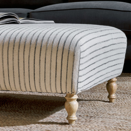 Sanja Stripe Linen Upholstered Ottoman from Accessories for the Home