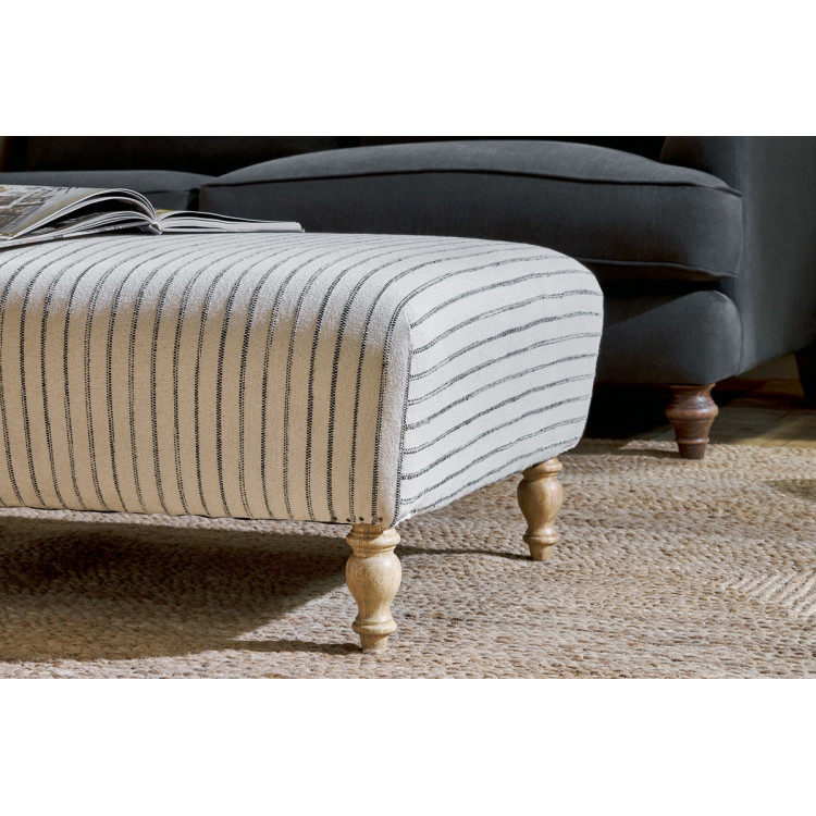 Sanja Stripe Linen Upholstered Ottoman from Accessories for the Home