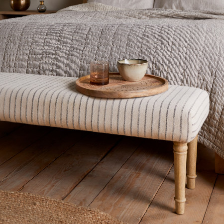 Sanja Stripe Linen Upholstered Bench from Accessories for the Home