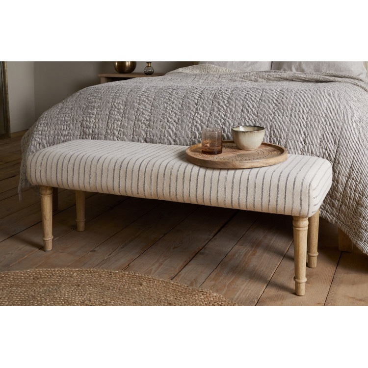 Sanja Stripe Linen Upholstered Bench from Accessories for the Home