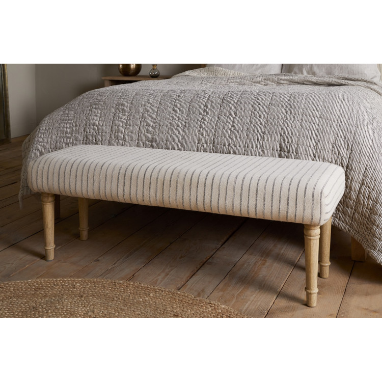 Sanja Stripe Linen Upholstered Bench from Accessories for the Home