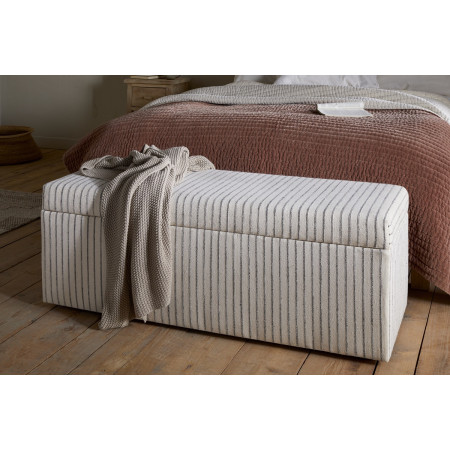 Sanja Stripe Linen Upholstered Storage Bench from Accessories for the Home 2
