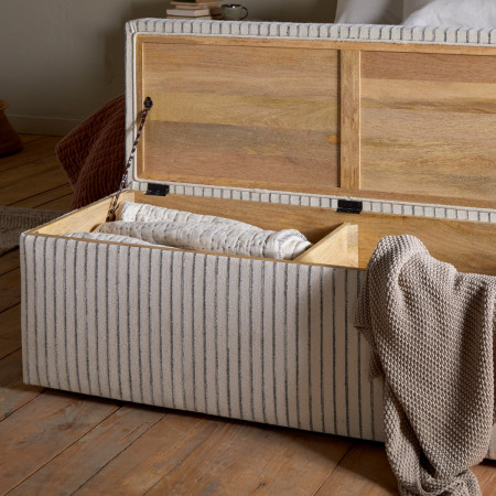 Sanja Stripe Linen Upholstered Storage Bench from Accessories for the Home