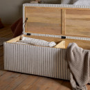 Sanja Stripe Linen Upholstered Storage Bench from Accessories for the Home