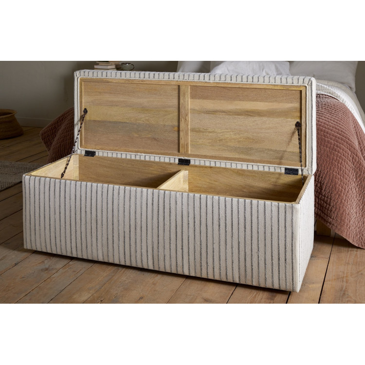 Sanja Stripe Linen Upholstered Storage Bench from Accessories for the Home