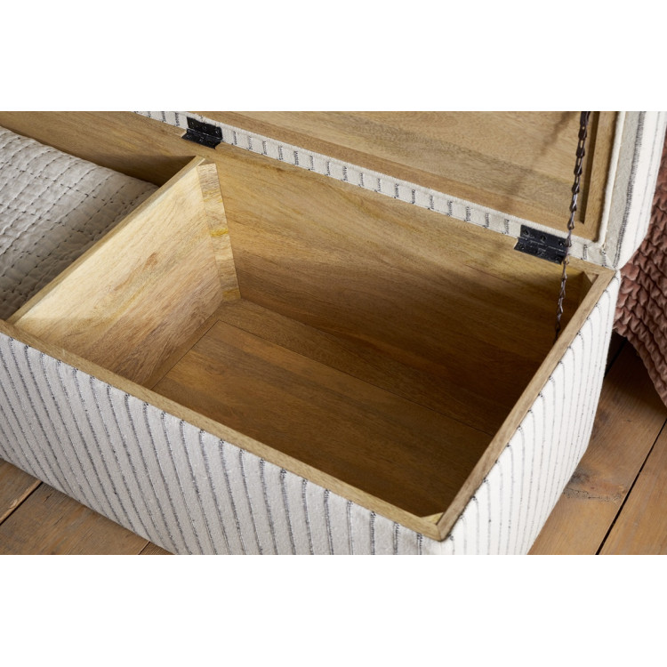 Sanja Stripe Linen Upholstered Storage Bench from Accessories for the Home