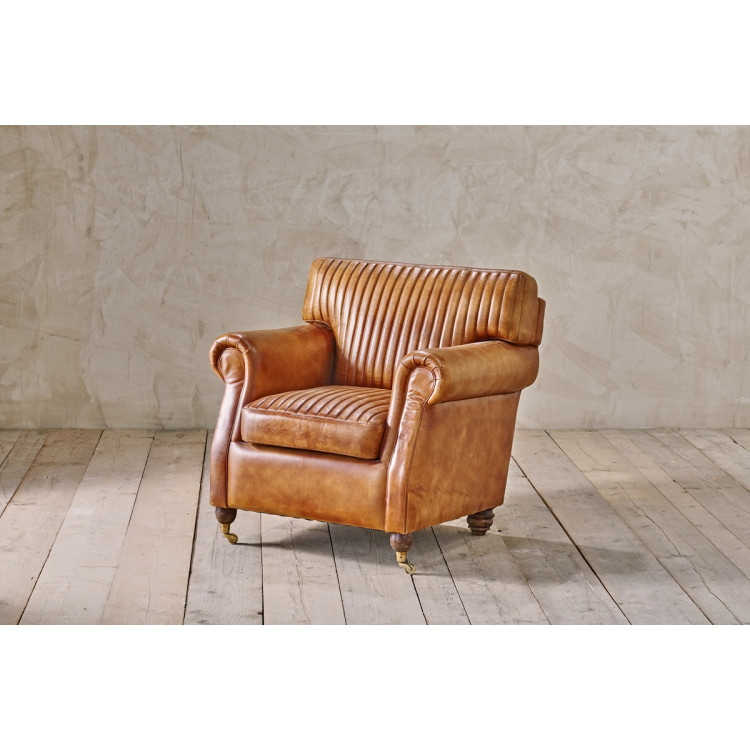 Narwana Ribbed Leather Armchair- Aged Tan from Accessories for the Home