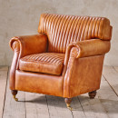 Narwana Ribbed Leather Armchair- Aged Tan from Accessories for the Home