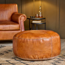 Nadu Leather Pouf- Aged Tan from Accessories for the Home