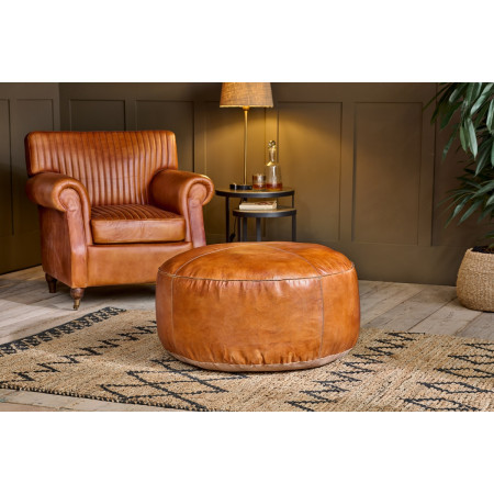 Nadu Leather Pouf- Aged Tan from Accessories for the Home 2