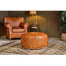 Nadu Leather Pouf- Aged Tan from Accessories for the Home